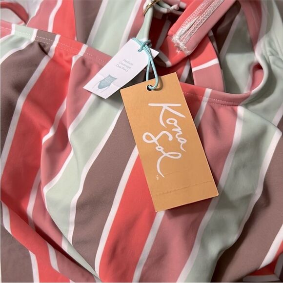 NWT Kona Sol Medium Scoop Neck Coverage One Piece Swimsuit Multicolored Bikini - Picture 7 of 10